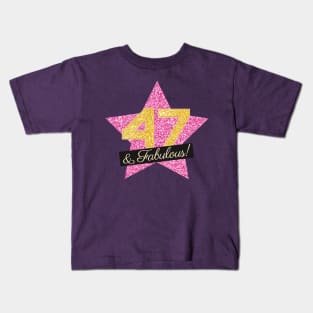 47th Birthday Gifts Women Fabulous - Pink Gold Kids T-Shirt